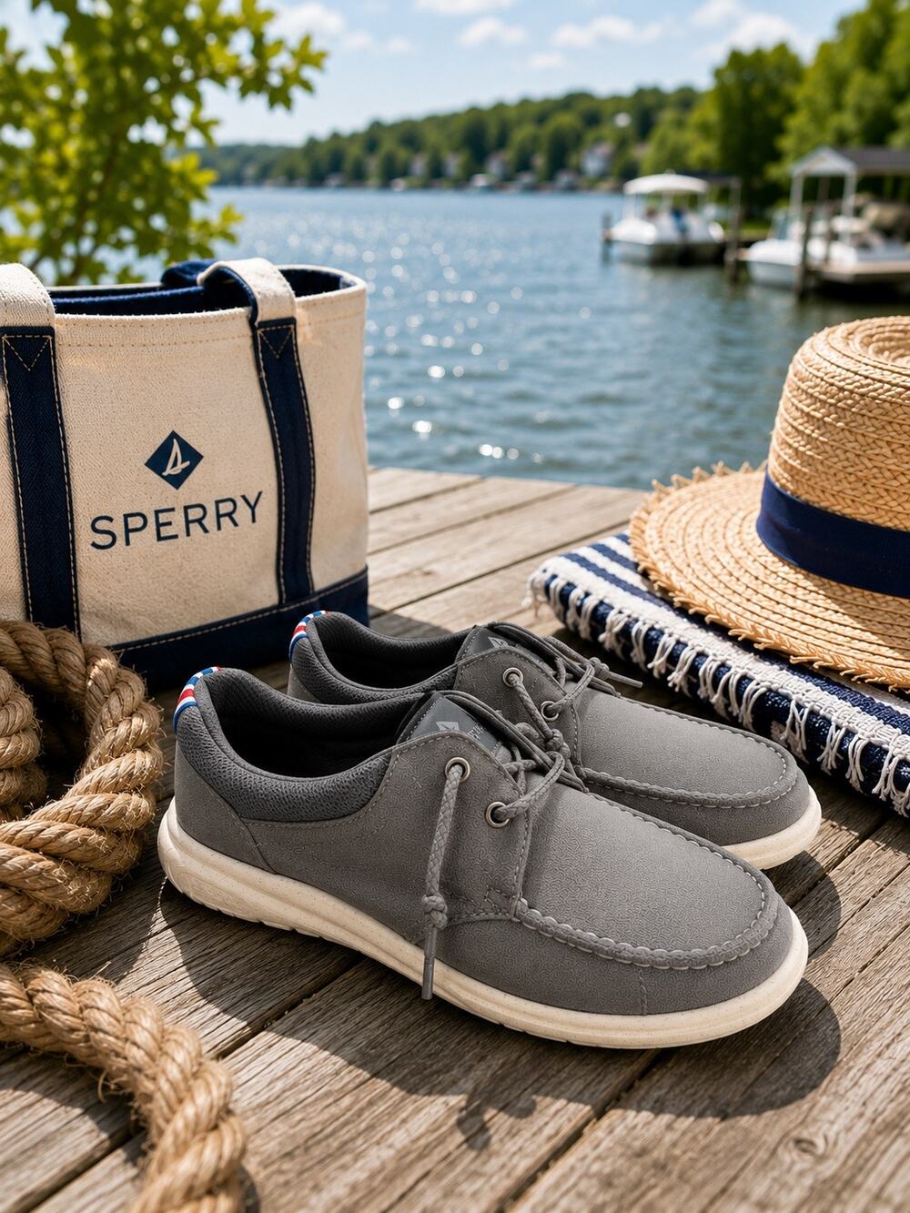 Sperry Grey Canvas Boat Shoes Women’s 9 NWOT Lightweight Comfort Casual Travel